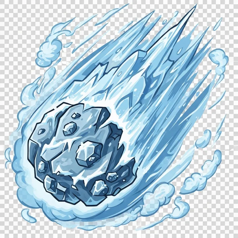 Ice Meteor Cartoon | Frozen Comet Art for Midjoerney