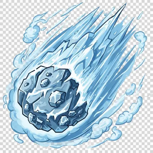 Icy Meteorite Cartoon Illustration | Frozen Comet Art