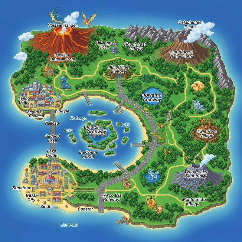 Pokémon-inspired Map of El Salvador | Create Your Own Adventure