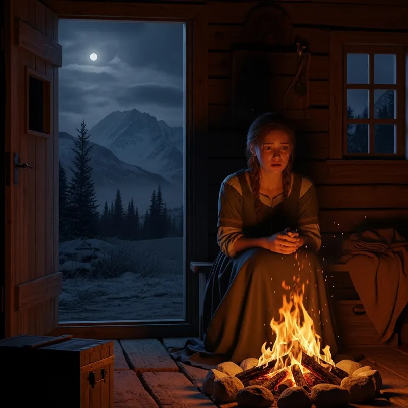 Worried Woman Seeking Missing Partner | Snowy Mountain Scene