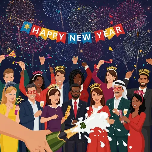 Celebrate New Year with a Diverse Crowd and Magnificent Fireworks