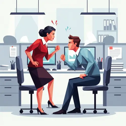 Abstract Office Confrontation: Intense Artistic Depiction