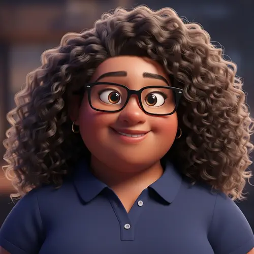 3D Animated African Descent Plus Size Woman with Curly Hair