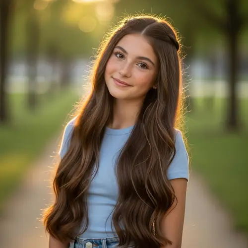 Stylish Teenage Girl with Long Brown Hair | Photoshoot