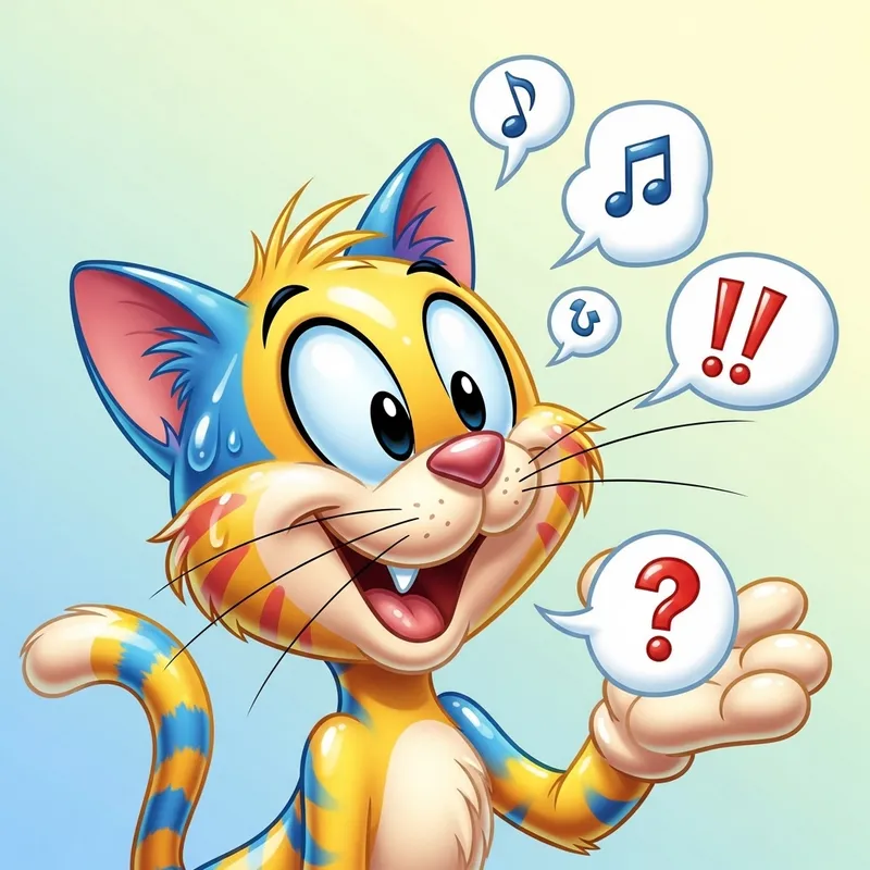 Cheerful Talking Cat Drawing