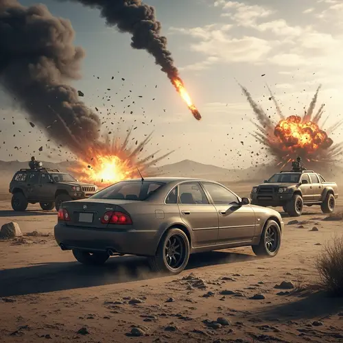 Mad Max-Inspired Sport Sedan in Dystopian Desert