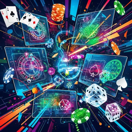 Online Casino Abstract Art: Neon Lights, Pixels & Cards