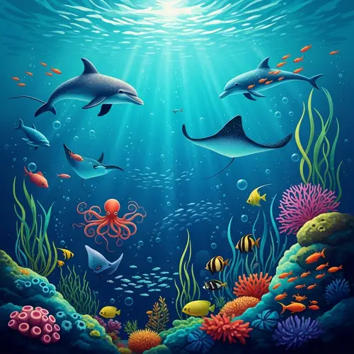 Mesmerizing Depths of Abstract Ocean Wildlife