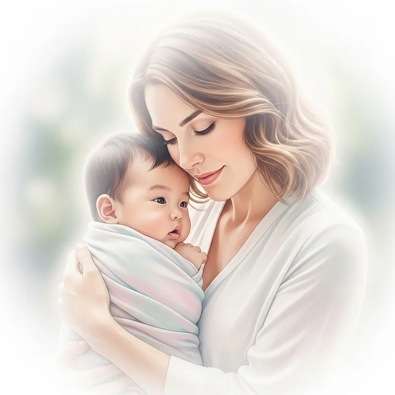 Dreamy Mother and Child Scene: Ethereal Love