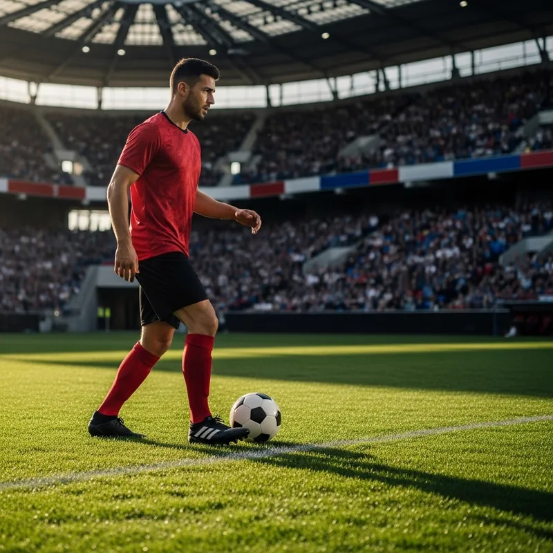 Dean Masola Soccer Player Dribbling Ball in Front of Cheering Crowd
