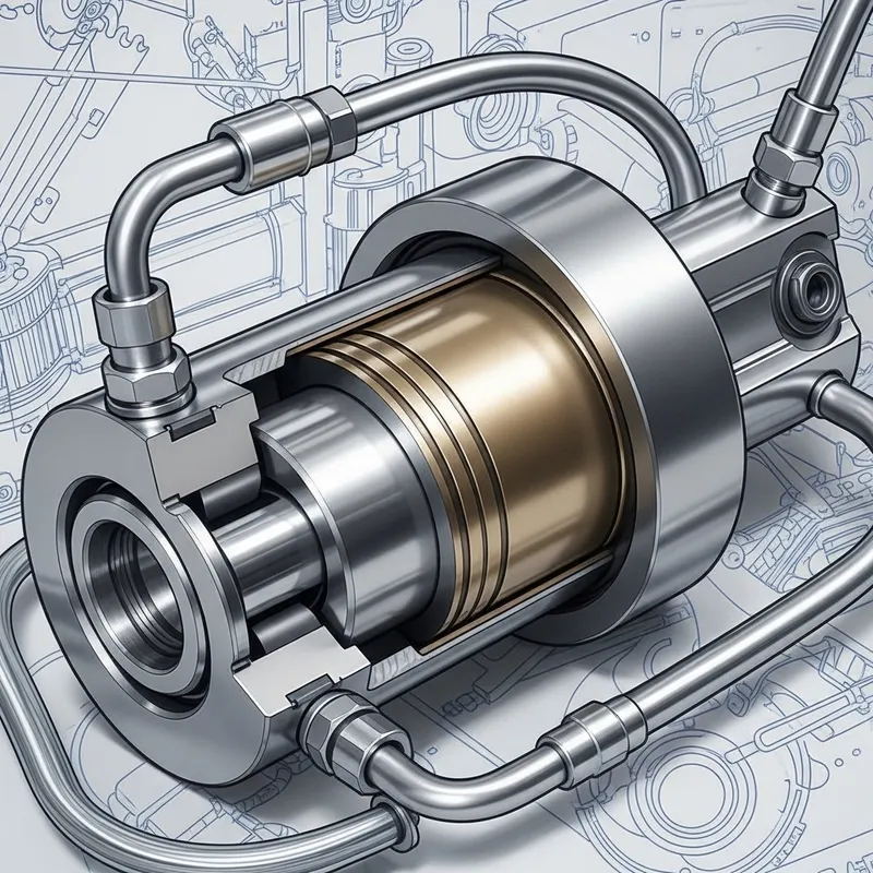 Intricately Detailed Hydraulic Cylinder Illustration