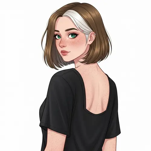 Distinctive Girl with Unique Hair and Freckles