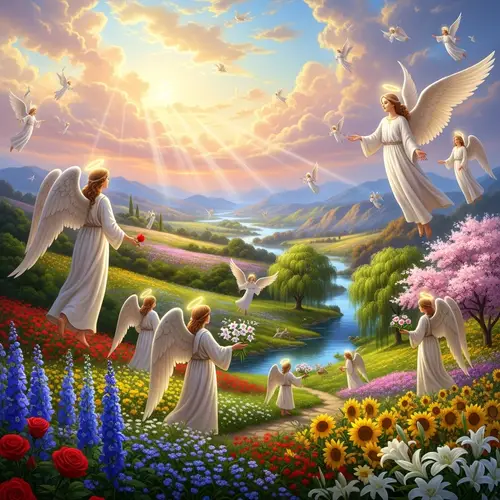 Heavenly Scenery and Peaceful Angels - Ethereal Beauty Captured