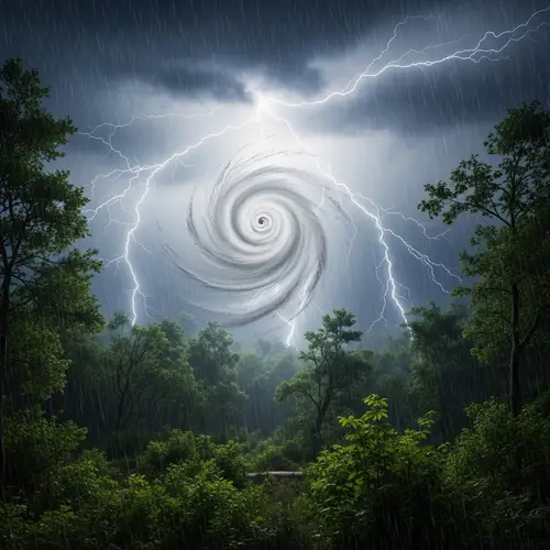 Powerful Thunderstorm in Dense Forest - Stunning Nature Display