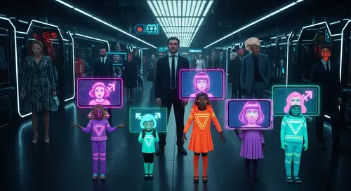 Dystopian Future Market Scene - Noir Science Fiction Genre