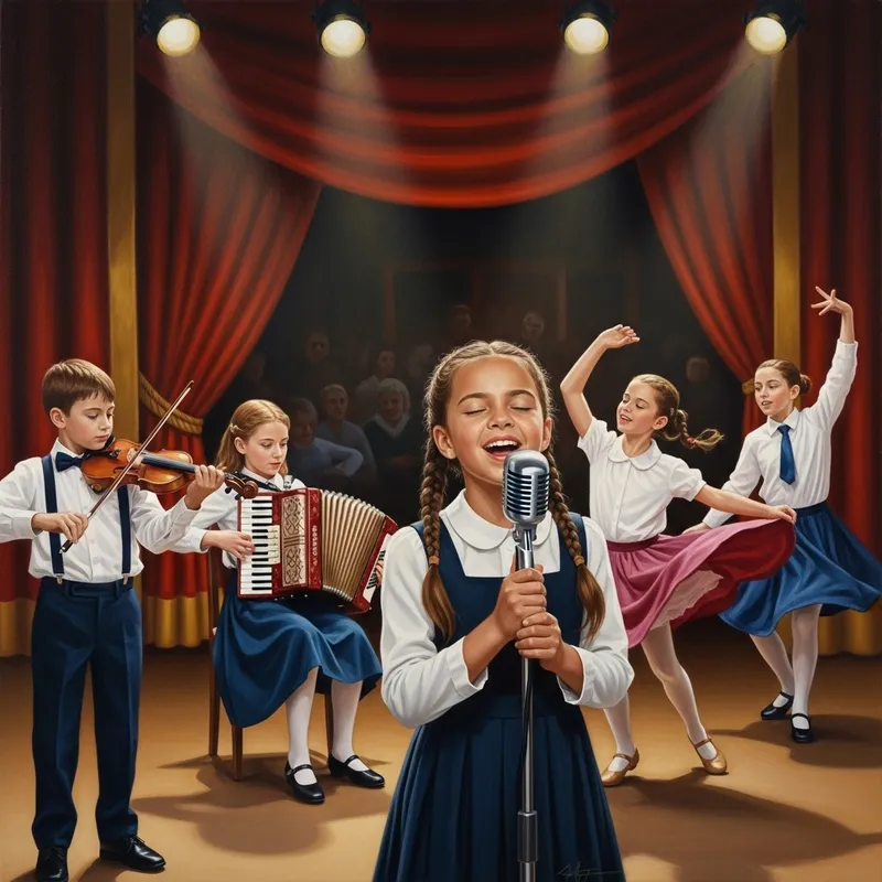 Realistic Children Performing Art