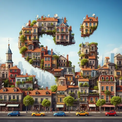 Colorful Buildings Spell Out 'Si' - Cultural Diversity in Urban Landscape