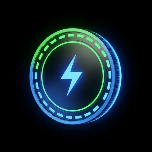 Futuristic Energy Token in Electric Blue & Green | Symbolic Coin