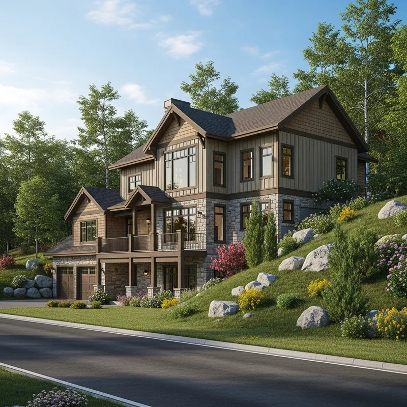 Rustic Two-Storey House Design with Sloping Area