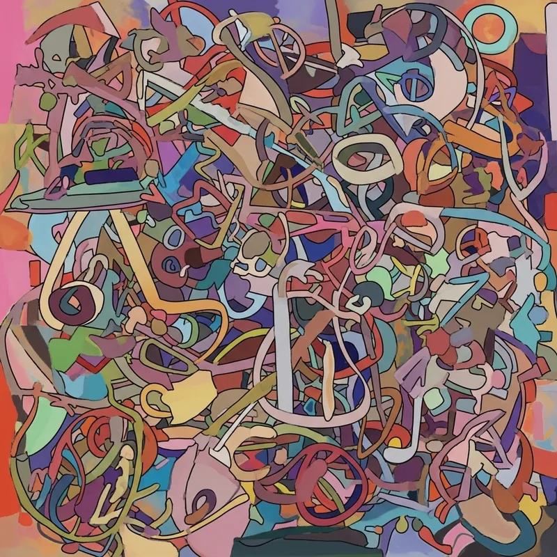 Dynamic Abstract Artwork: Vibrant Shapes, Lines, Patterns