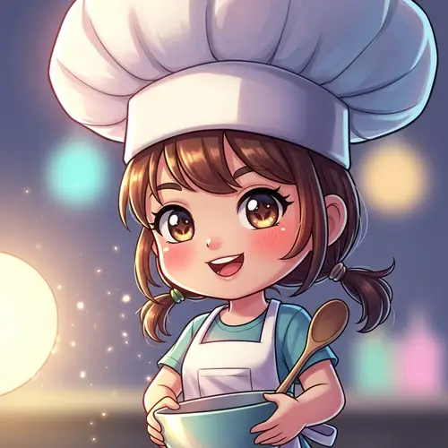 Playful Chibi Girl Chef Digital Painting