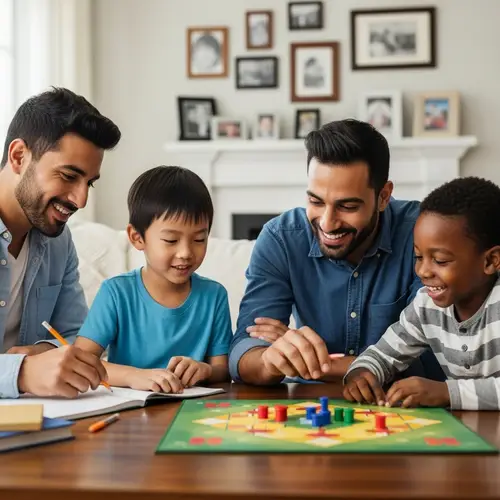 Heartwarming Image of Diverse Fathers and Sons Bonding