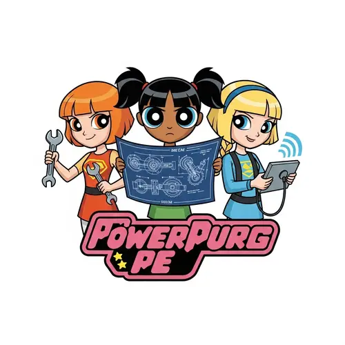 Engineering Superhero Girls Logo | Creative Characters Showcase Ingenuity