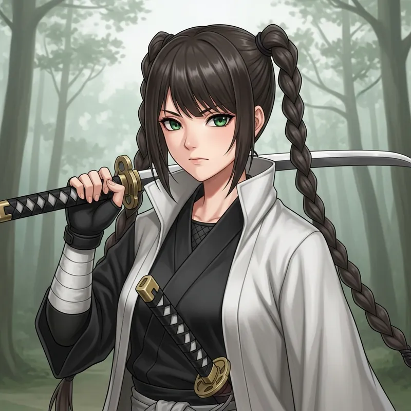 Powerful Female Ninja from Jujutsu Kaisen: Miwa with Elegant Braided Hair