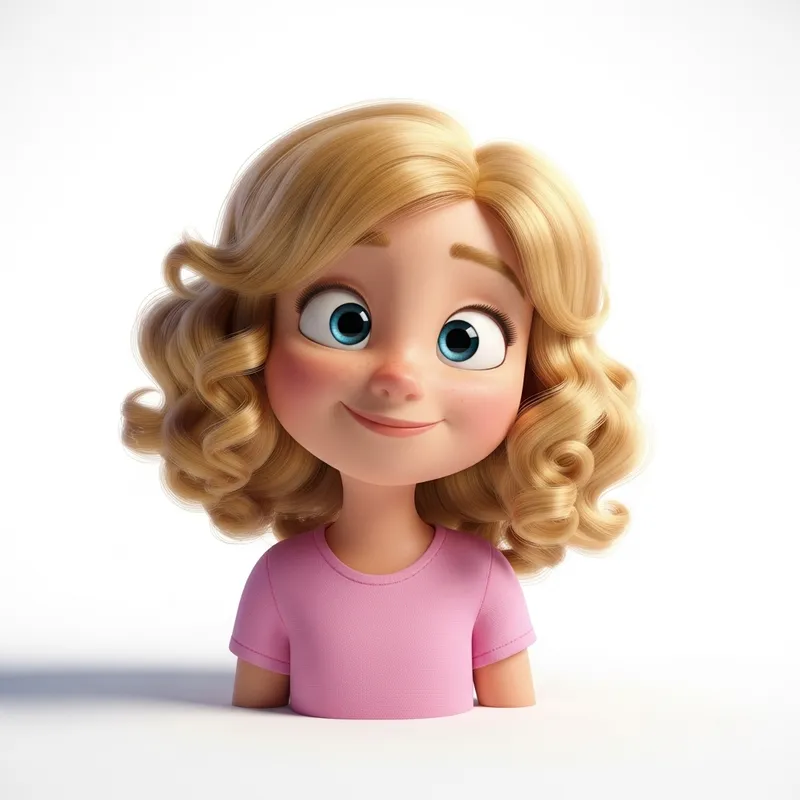 Pixar-Style Blonde Girl Illustration