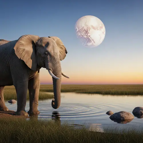 Majestic Elephant by Serene Water | Planet Pluto Views