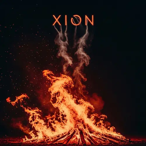 Dramatic Night Scene: Roaring Fire and Ethereal Smoke