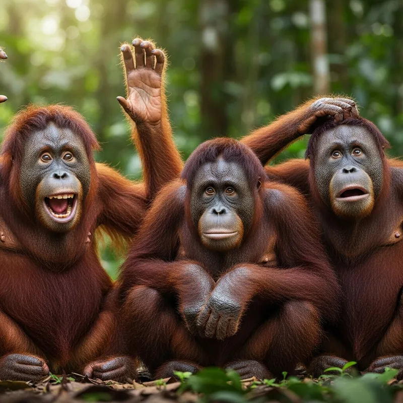 Orangutans Showcasing Different Emotions