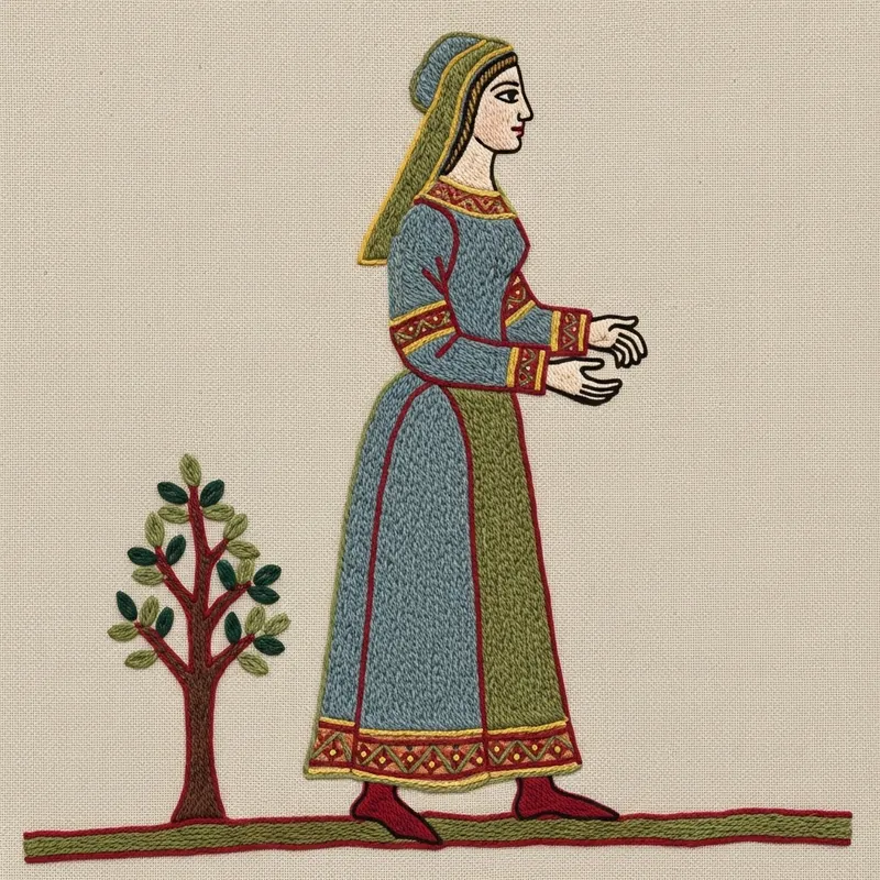 Bayeux Tapestry Style Woman Art