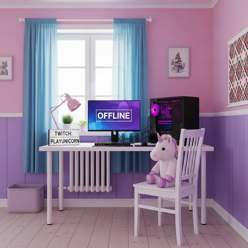 Magical Retro Ukraine-themed Gaming Room with Offline Stream