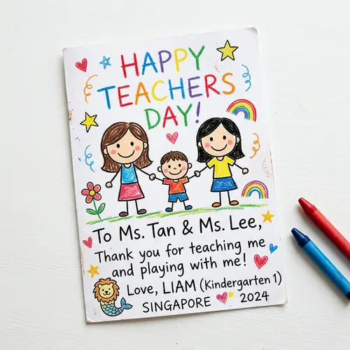 Happy Teachers Day Card for Kindergarten Teachers