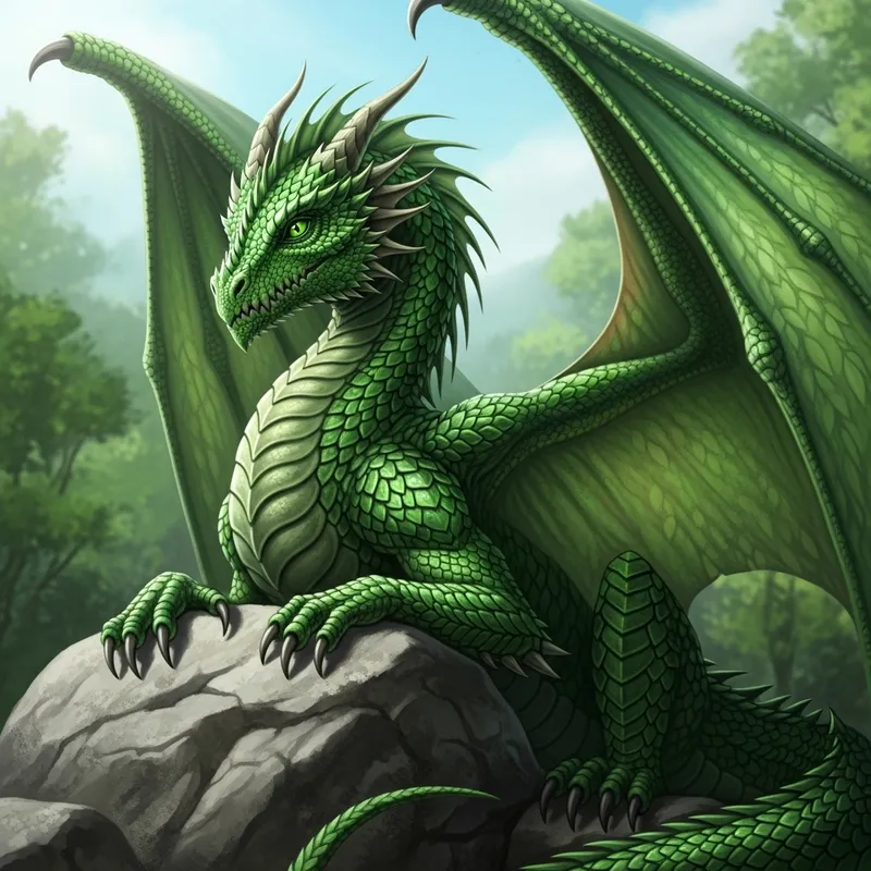 Emerald Dragon - Enchanting Mystical Creature
