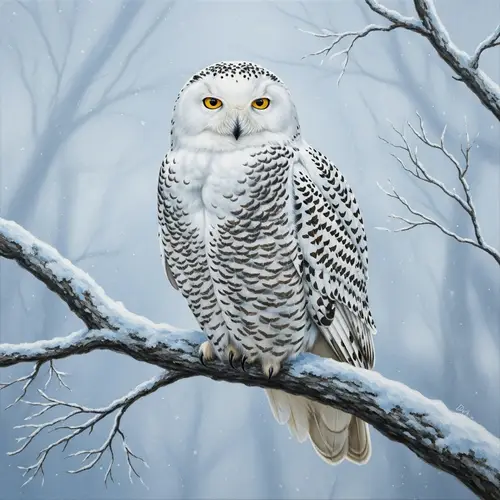 Majestic Snowy Owl Art: Wildlife Painting by Robert Bateman Style