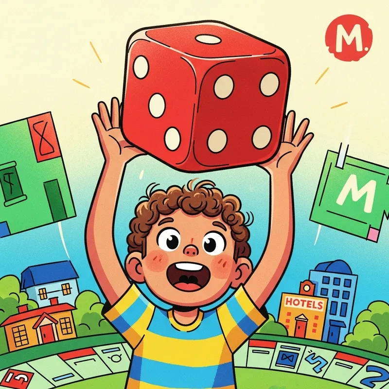 Young Boy with Monopoly Dice | Playful Child at mhaya.com