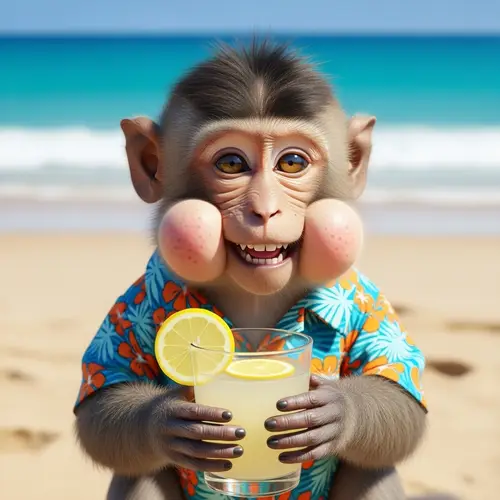 Cheerful Monkey | Infectious Joy on the Beach