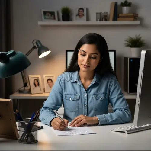 Aspirational Thoughts: A Woman Planning Her Future at Home Office