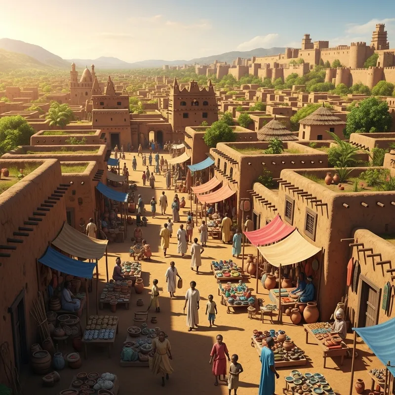 Vibrant Medieval African City Life