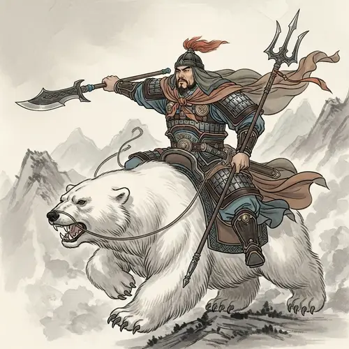 Genghis Khan Riding Polar Bear: Ancient Warrior Artistry