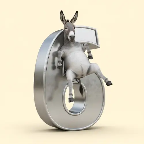 Comical Donkey Resting on Giant Number Six
