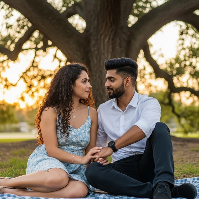 Intertwined Love: Hispanic Woman & South Asian Man in Sunset Park