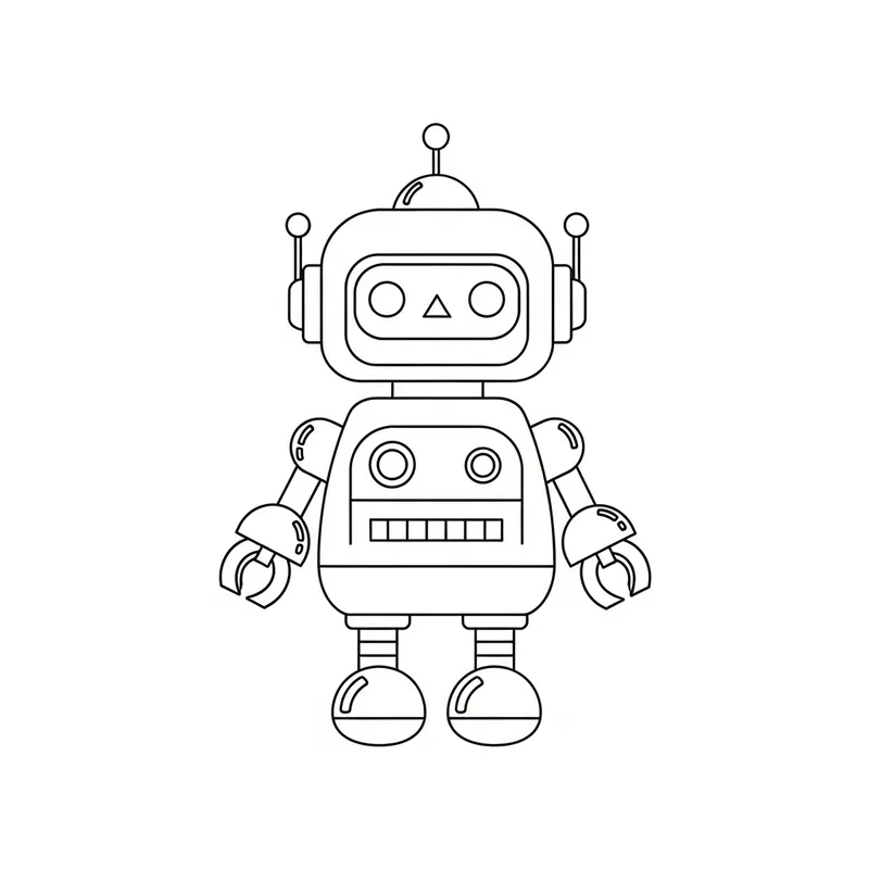 Cute Toy Robot Coloring Page for Kids