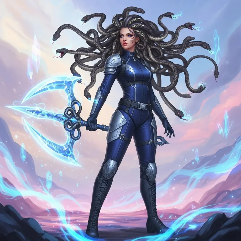 Medusa from Fate Stay Night: Female Mythical Being with Snake-Like Hair and Mystical Weapon