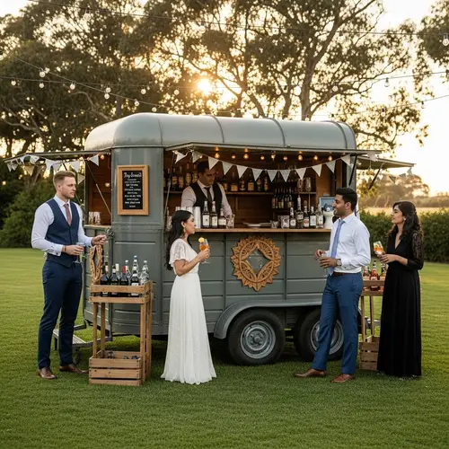 Rustic Outdoor Wedding Horse Box Bar | Stylish Beverage Station