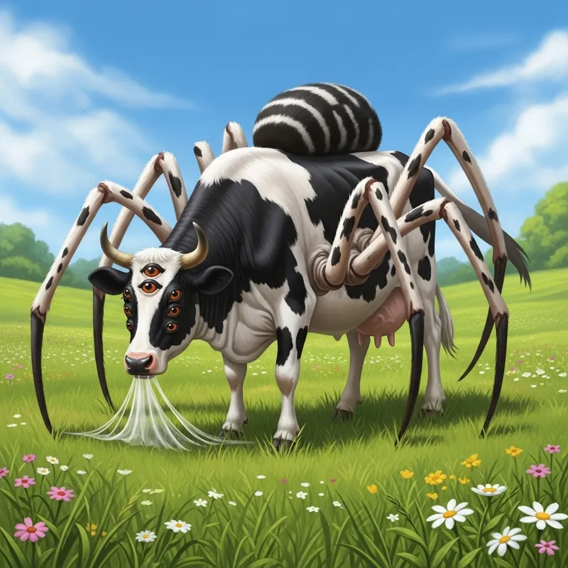 Spidercow: Unique Creature Fusion of Cow and Spider - The Gentle Hybrid