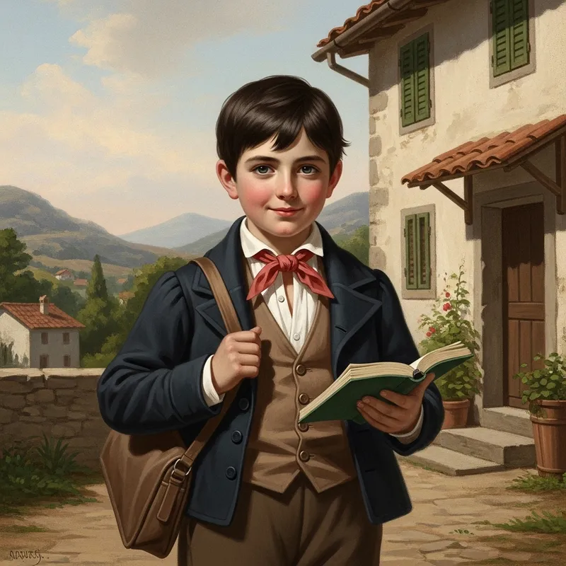Charming 19th Century Portrait of San Juan Bosco at Age 9