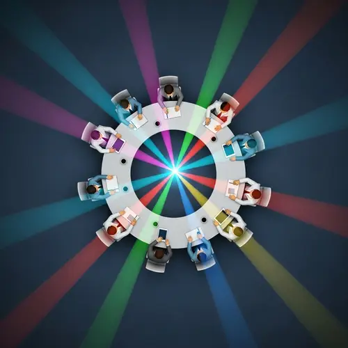 Abstract Business Meetings: Creative Collaboration Hub